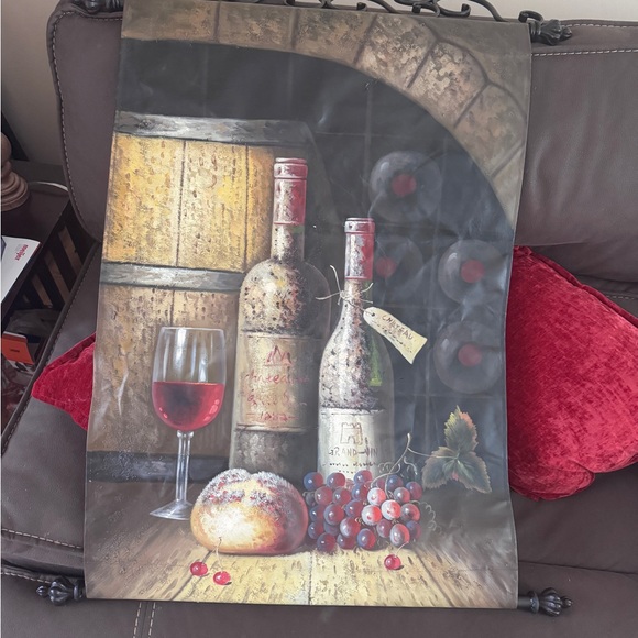 Vintage Wine Cellar Wall Art with Red and Brown Accents - Picture 1 of 7